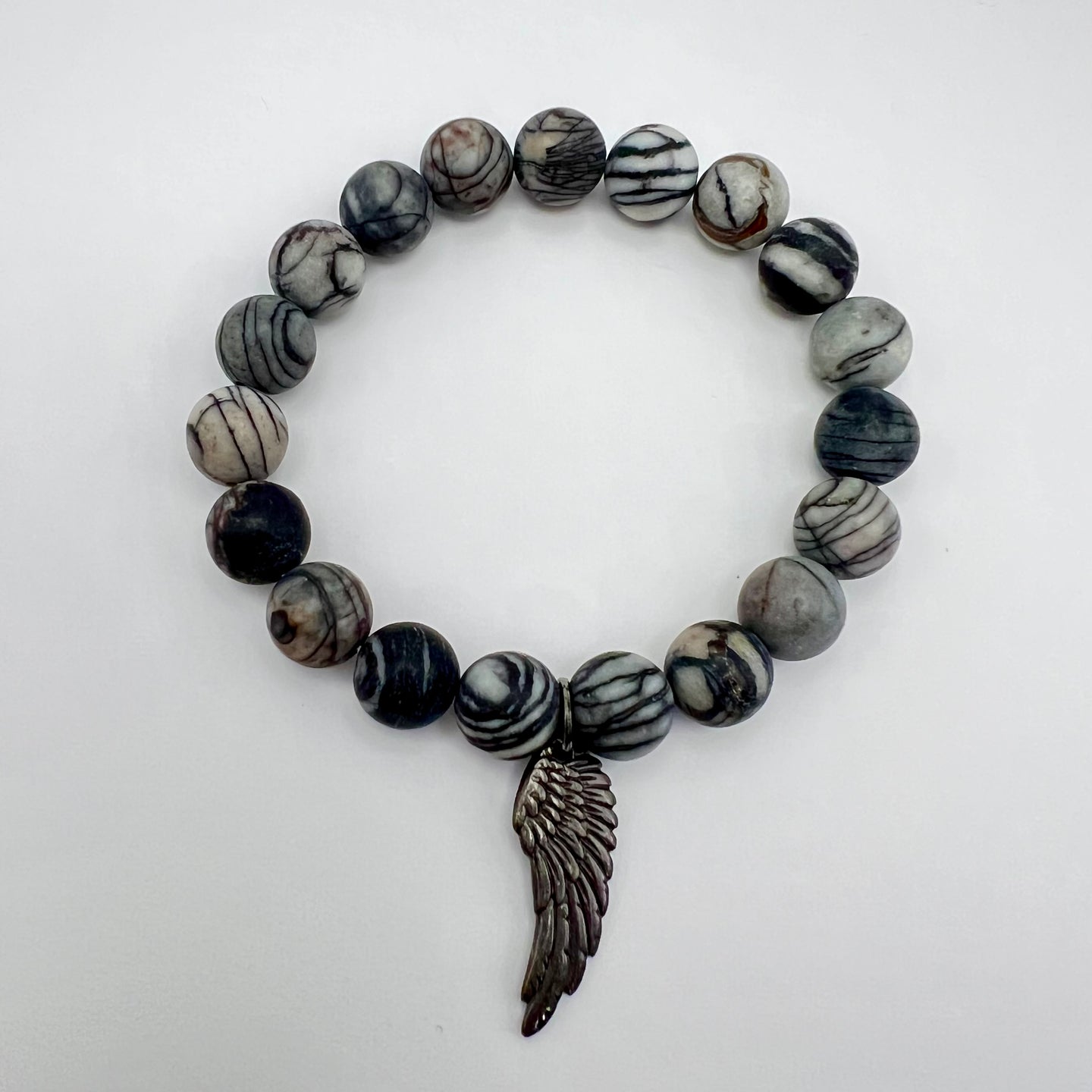 Black Silkstone Wing Charm Bracelet