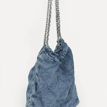 Load image into Gallery viewer, Quilted Washed Denim Chain Bag
