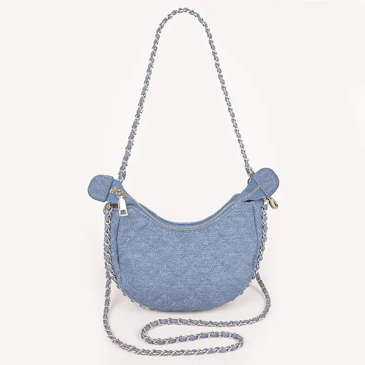 Vegan Denim Leather Crossbody Bag