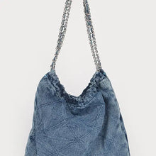 Load image into Gallery viewer, Quilted Washed Denim Chain Bag
