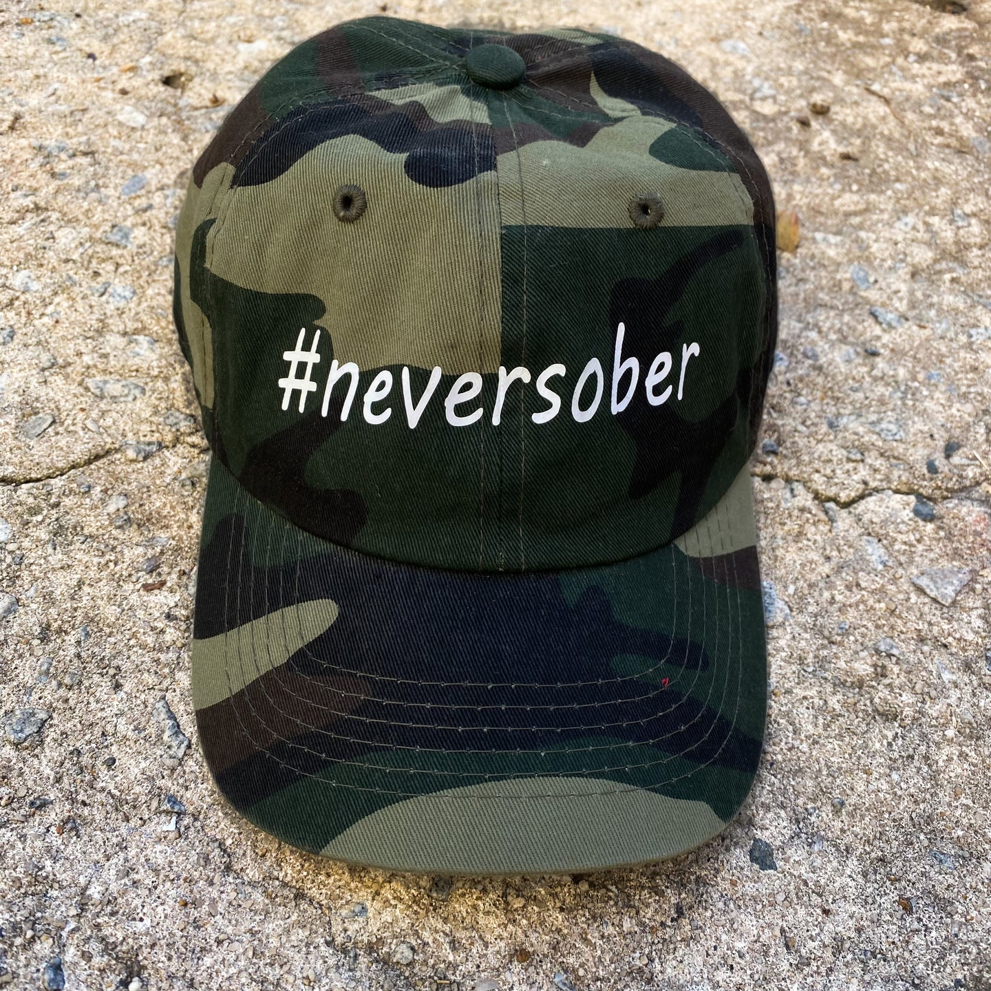 #neversober Camo Dad Hat